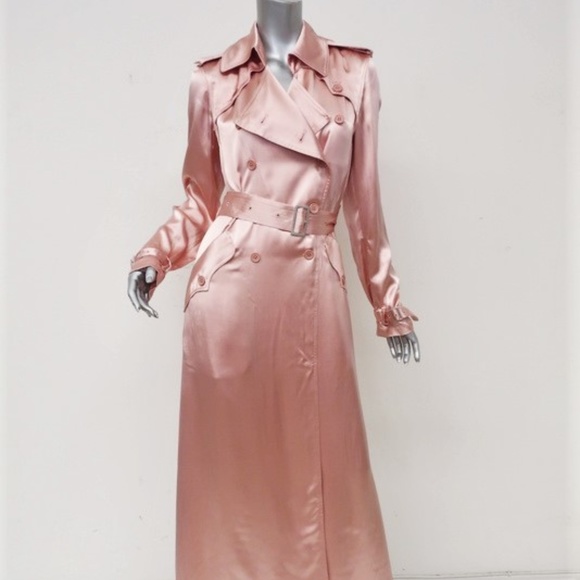 Fleur du Mal Jackets & Blazers - Fleur du Mal Satin Trench Coat Blush Pink
